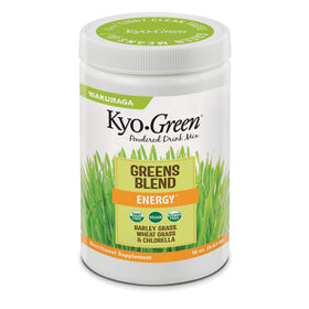 Kyolic Kyo-Green energy blend tub shows convenient greens for daily nutrition