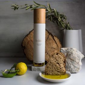 Kyoord olive oil bottle closeup-label emphasizes premium unfiltered quality and early harvest flavor.