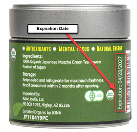 Kyoto Dew Matcha stone-ground process hints at traditional craftsmanship.