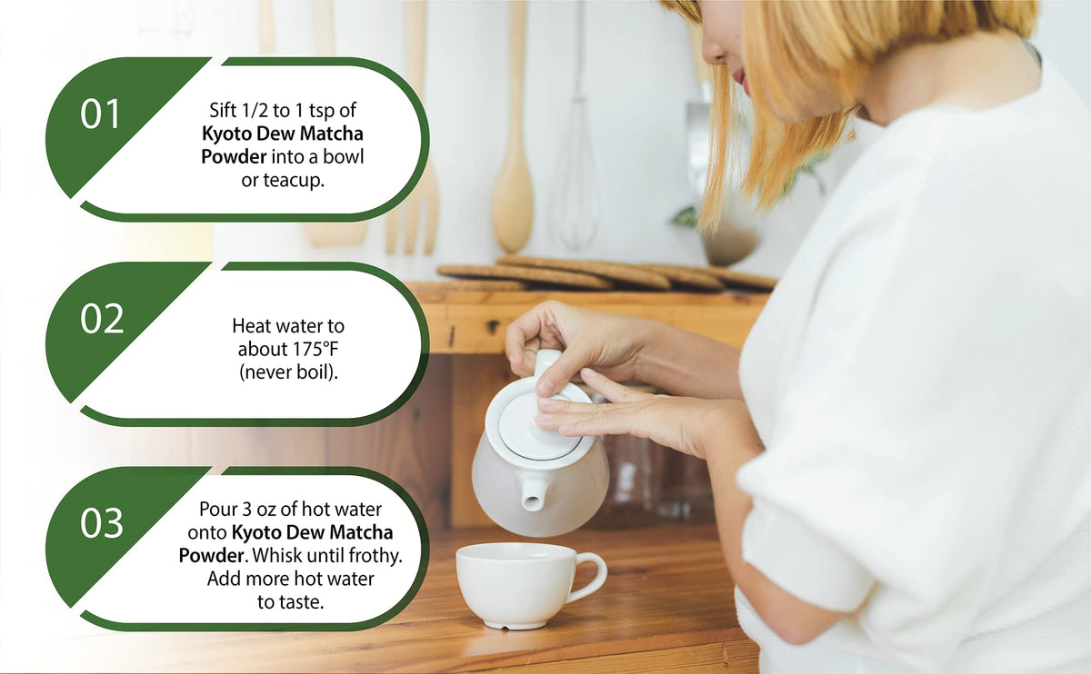 Kyoto Dew Matcha USDA Organic label signals clean, natural ingredients.