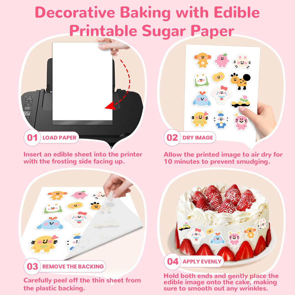 KYUNSEN sheets are designed for easy cutting and decorating on cakes and cookies.