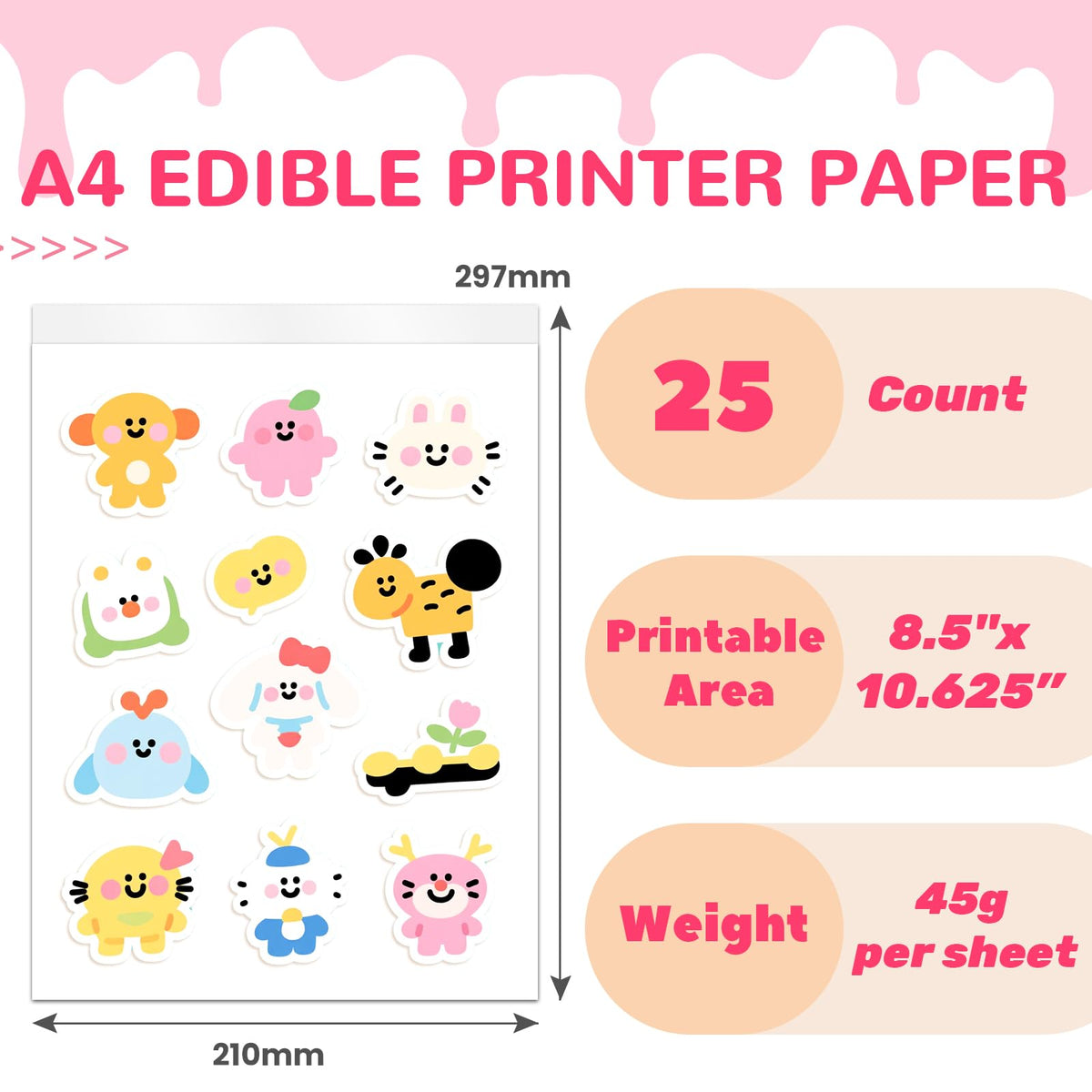 KYUNSEN resealable packaging keeps sheets dry and fresh for future decorating sessions.