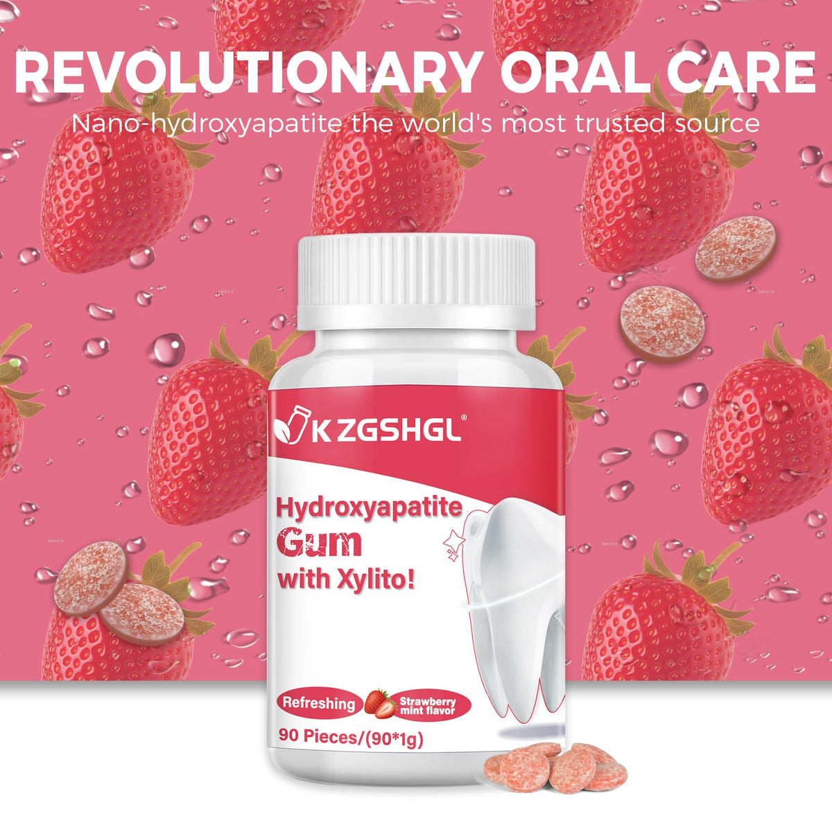 K ZGSHGL Hydroxyapatite Gum after meals for fresh breath.