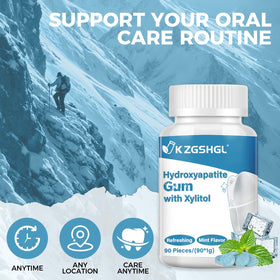 K ZGSHGL xylitol-cavity-defense gum showcases mint flavor for after-meal freshness.