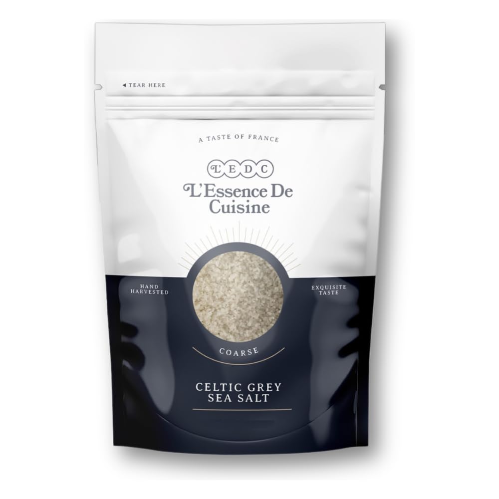 L'Essence De Cuisine grey sea salt bulk bag front, resealable for everyday cooking