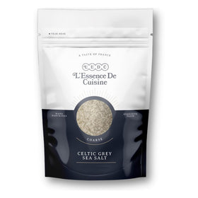 L'Essence De Cuisine grey sea salt bulk bag front, resealable for everyday cooking