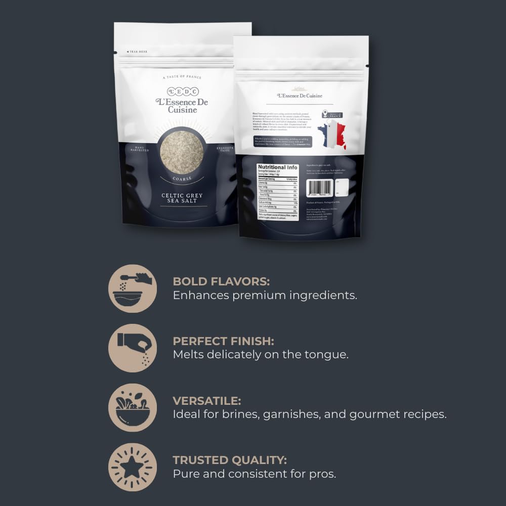L'Essence De Cuisine grey sea salt sprinkled on vegetables for enhanced taste