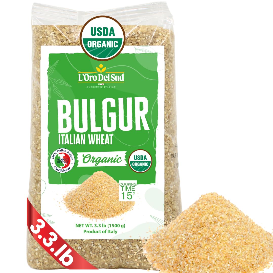 L'Oro Del Sud organic bulgur packshot; premium Italian quality for meals.