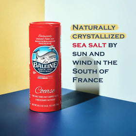 La Baleine coarse sea salt pour showing larger flakes for texture.