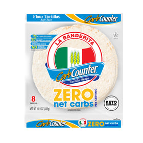 La Banderita Carb Counter zero-net-carbs tortilla on plate for keto meals