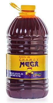 La Botanera Mega Chamoy sauce bottle pour, ideal for dipping fruit and elevating snacks.