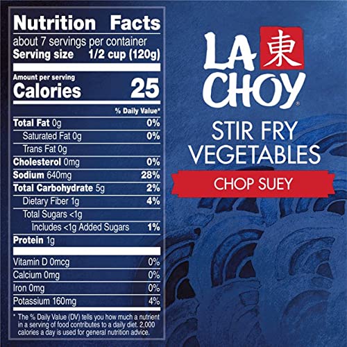 La Choy Chop Suey Vegetables pack, ideal for fast stir-fries and bowls.