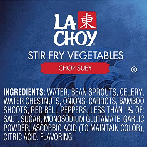 La Choy Chop Suey Vegetables can, pantry staple for versatile meals.