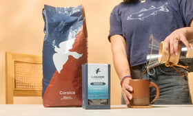 La Colombe Corsica coffee beans close-up ready for daily grinding.