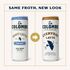 La Colombe Draft Latte frothy texture displayed, ideal for cafe-like foam at home.