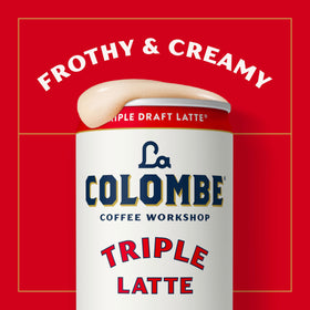 La Colombe Draft Latte single-serve pack scene emphasizes portable coffeehouse quality.