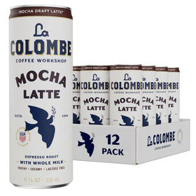 La Colombe Mocha Draft Latte can with creamy foam for on-the-go cafe experience