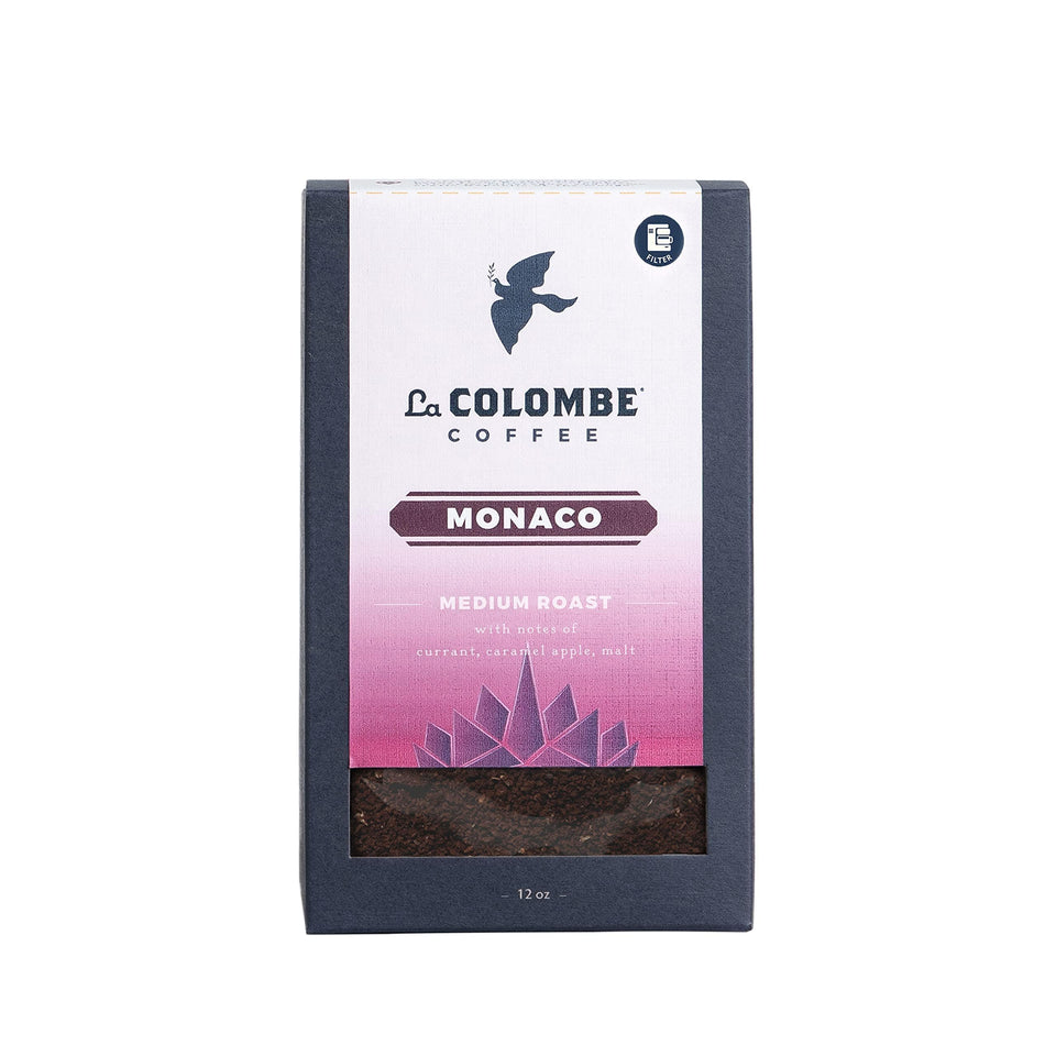 La Colombe Monaco ground coffee bag front view for bold mornings