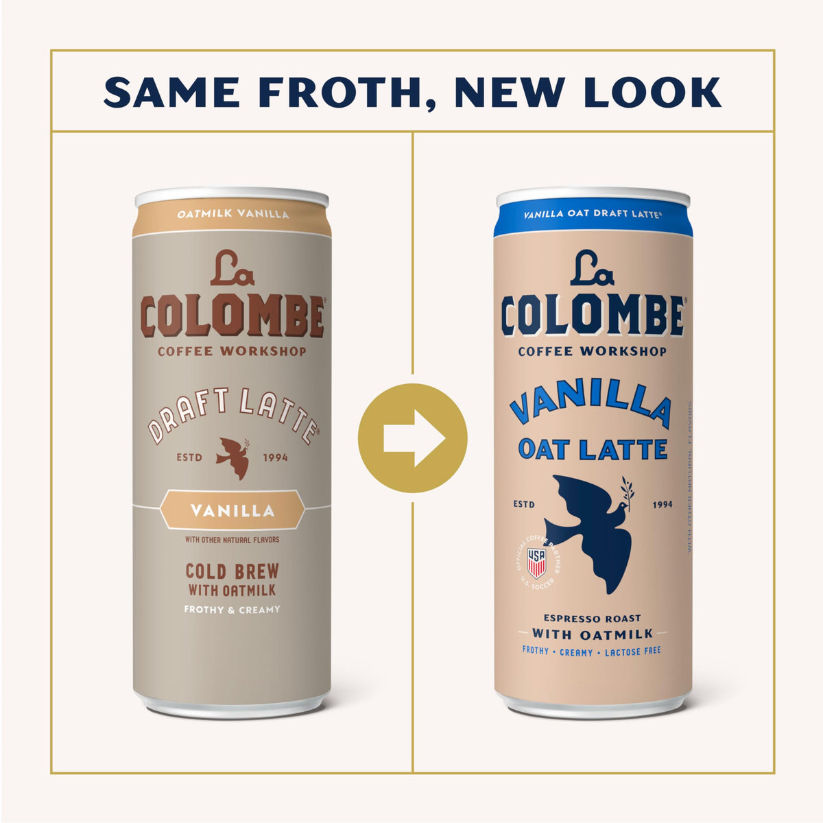 La Colombe oatmilk vanilla latte pack of 12 cans ideal for easy cold coffee sharing.
