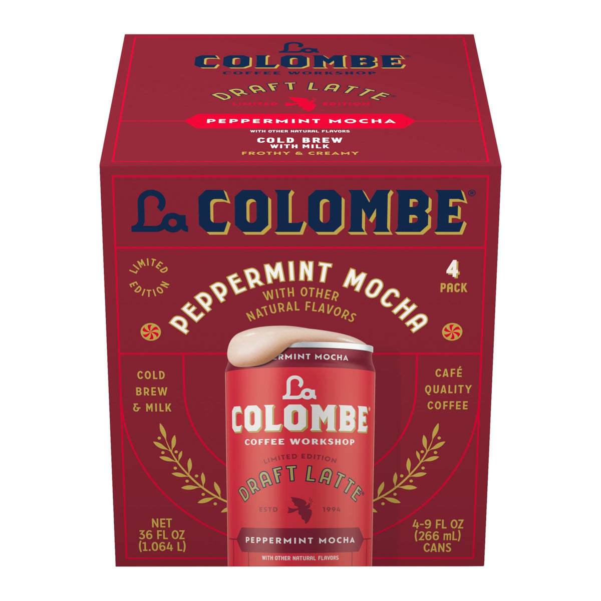 La Colombe Peppermint Mocha Draft Latte can for grab-and-go energy.