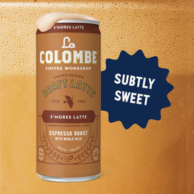 La Colombe S'mores Latte toasted marshmallow aroma enhances dessert-like coffee moments.