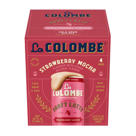 La Colombe Strawberry Mocha Draft Latte can front view for a refreshing, on-the-go treat.