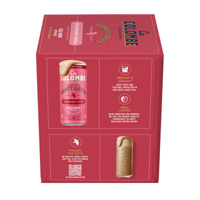 La Colombe Strawberry Mocha Draft Latte glass with straw suggests versatile refreshment.