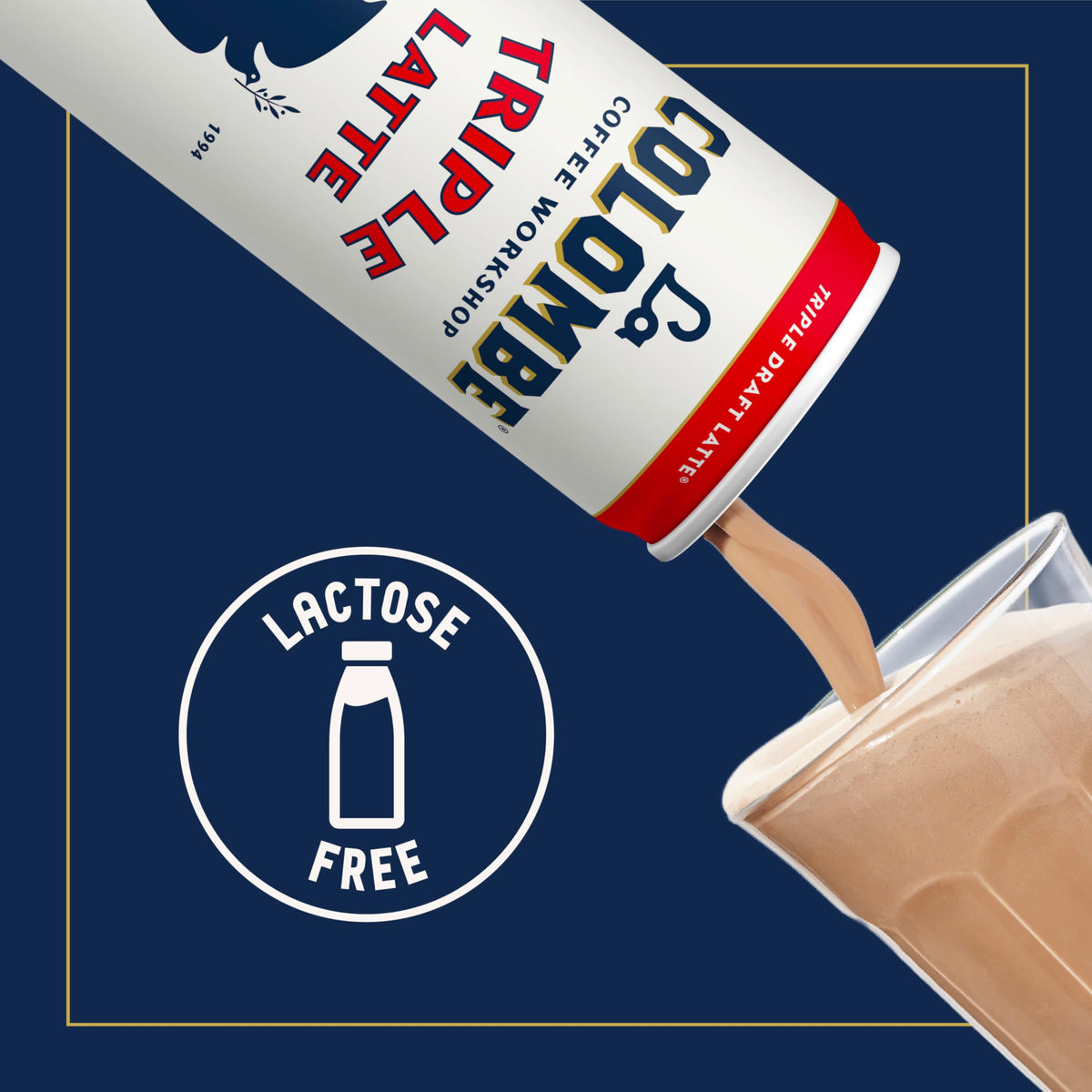 La Colombe Triple Draft Latte foam closeup emphasizes frothy latte texture.