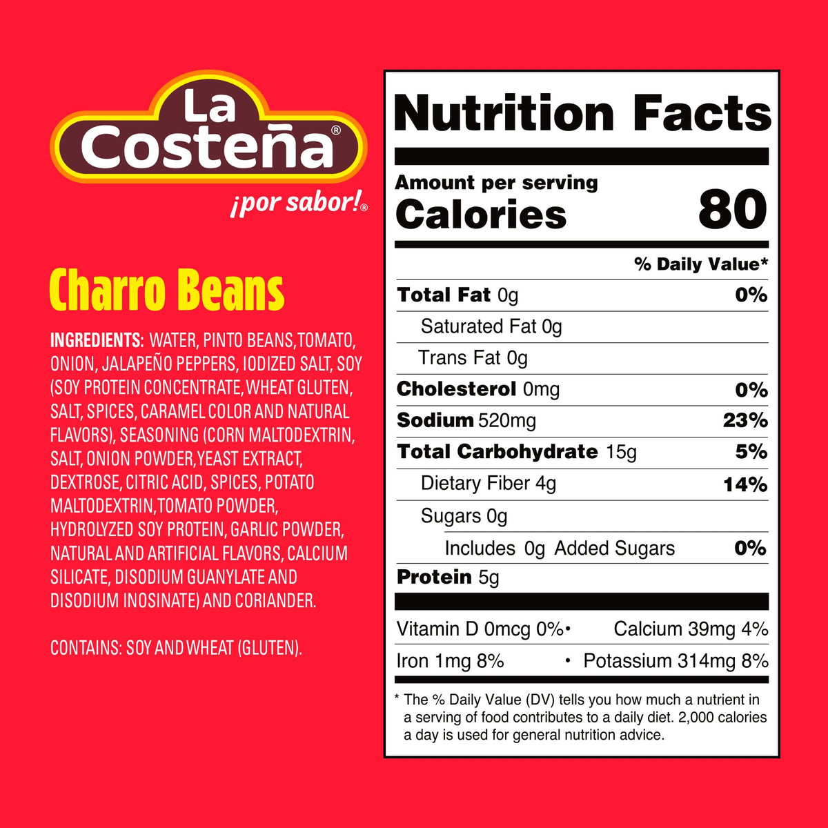 La Costena Charro Beans can pouring into a bowl for quick serving.