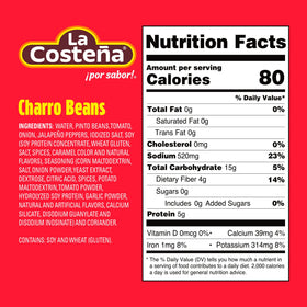 La Costena Charro Beans can pouring into a bowl for quick serving.