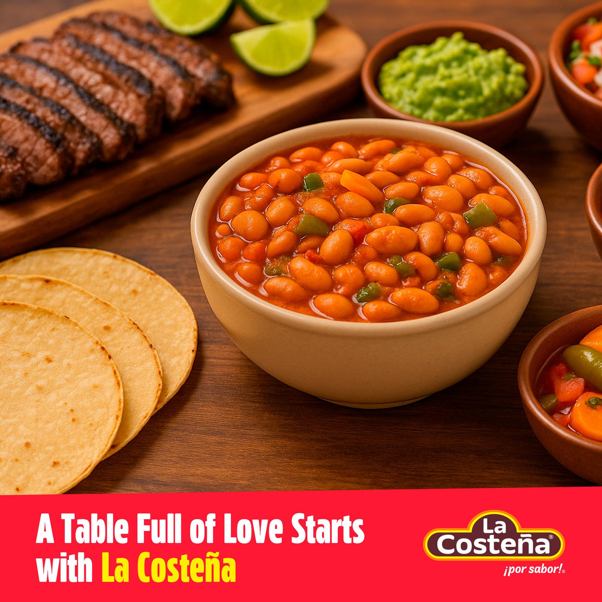 La Costena Charro Beans ingredients highlight chorizo, bacon and chicharrones.