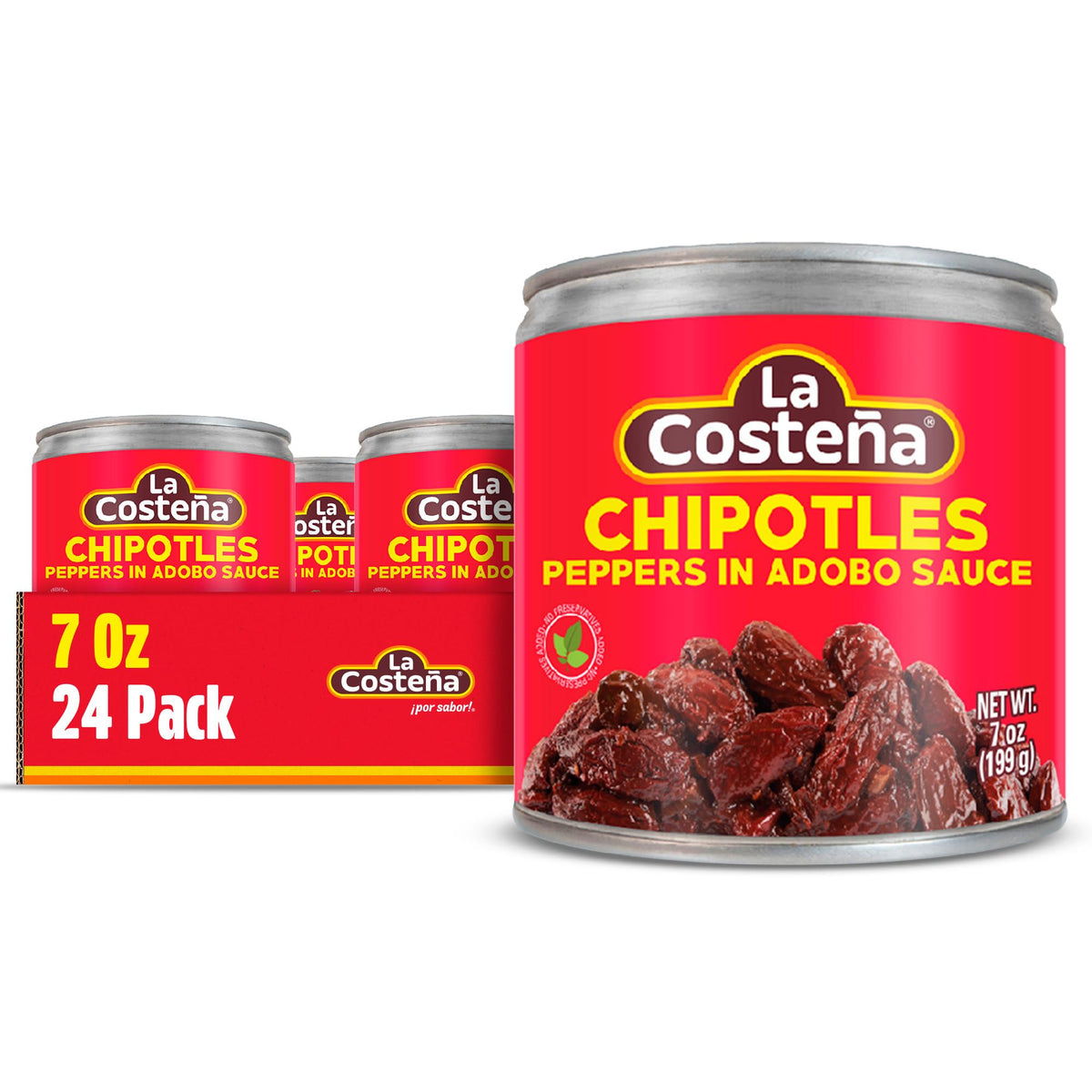 La Costeña chipotle peppers in adobo sauce jar for smoky, versatile flavor.