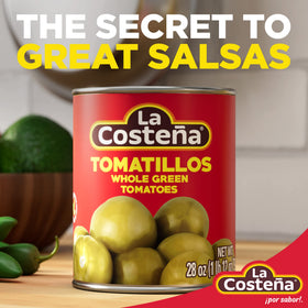 La Costeña green tomatillos 28-ounce can yields about four servings for diners.