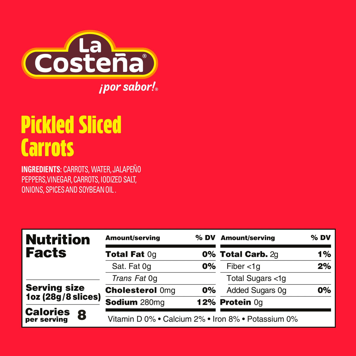 La Costeña pickled carrots with jalapeños close-up showing vibrant color