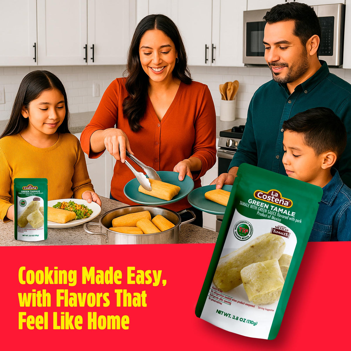 La Costena ready-to-eat tamales in microwave-friendly packaging.