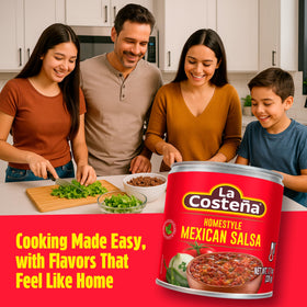 Close-up of La Costeña salsa verde ingredients for versatile home cooking.