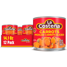 La Costeña sliced pickled carrots with jalapeños front can for quick, zesty meals