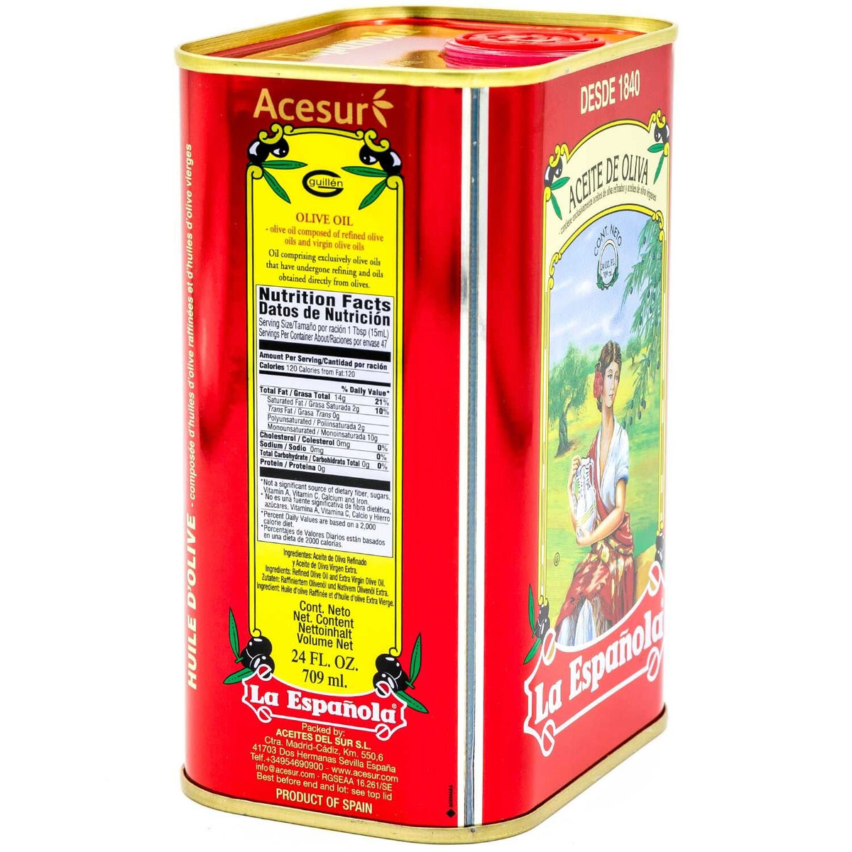 La Española Pure Olive Oil pour demonstrates smooth finish for sautéing and grilling.