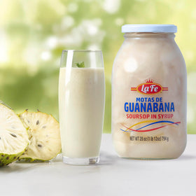 La Fe soursop pulp closeup shows creamy fibrous texture