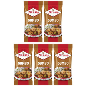 Louisiana Fish Fry Gumbo Base 5oz pack on kitchen counter ready for quick family meals