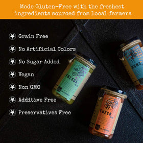 La Fundidora Trio on shelf — convenient 3-flavor set for varied meals.