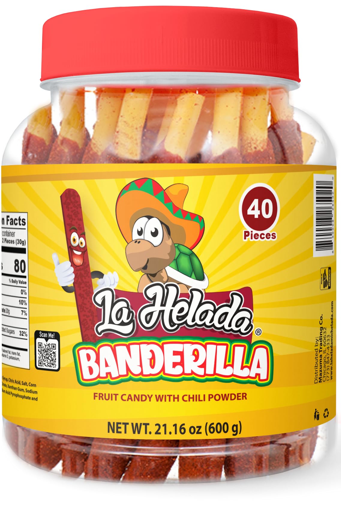 La Helada Banderilla tamarindo-straws jar for flavorful drink mixing and snacking