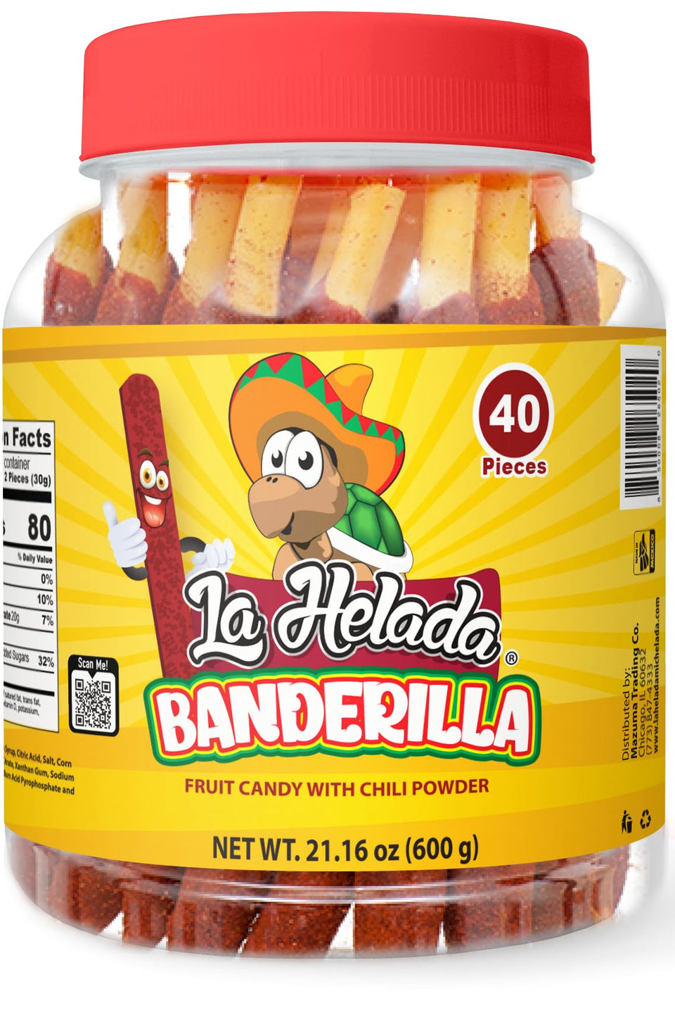 La Helada Banderilla tamarindo-straws jar for flavorful drink mixing and snacking