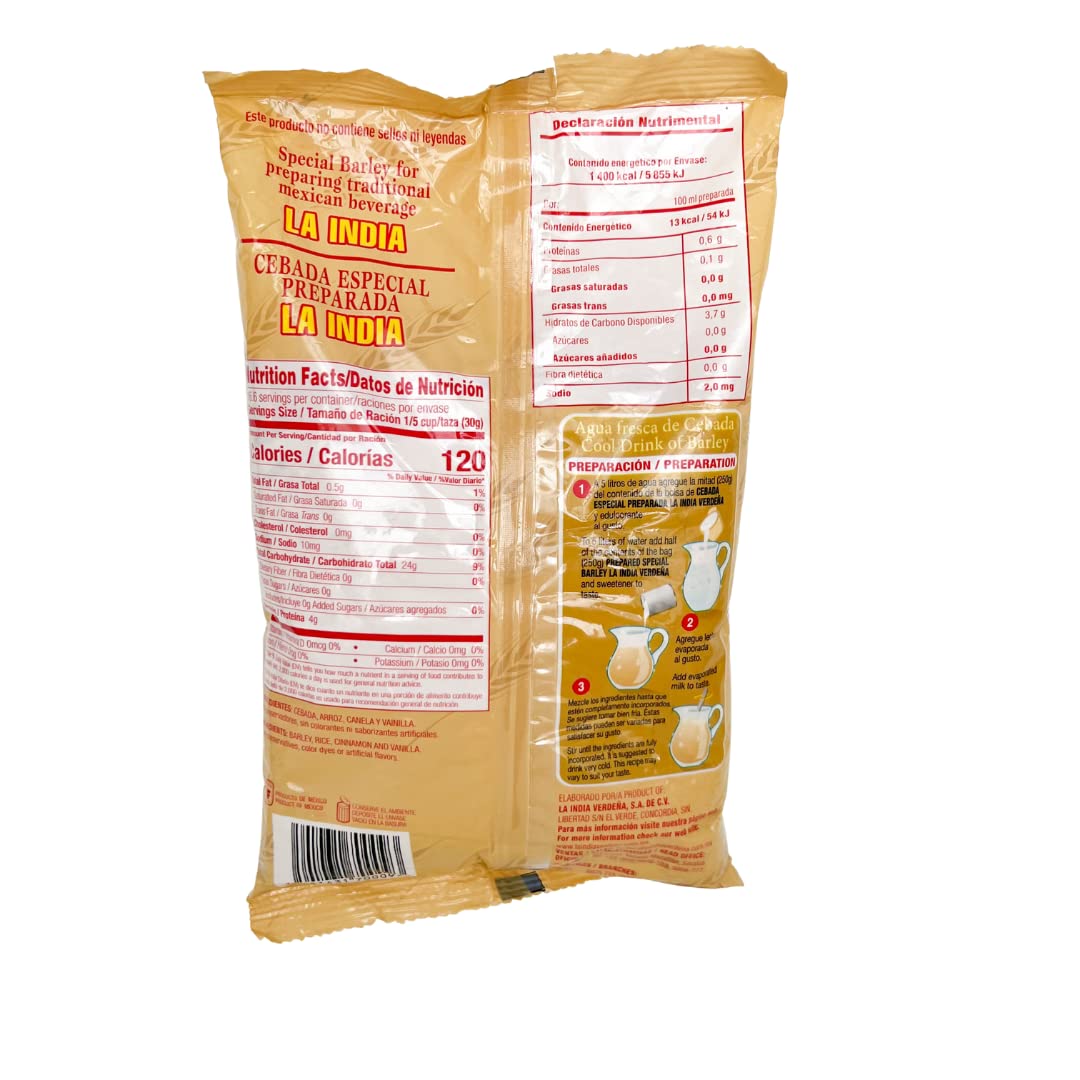 La India Verdena dried barley grains close-up showing natural texture for hearty breakfasts.