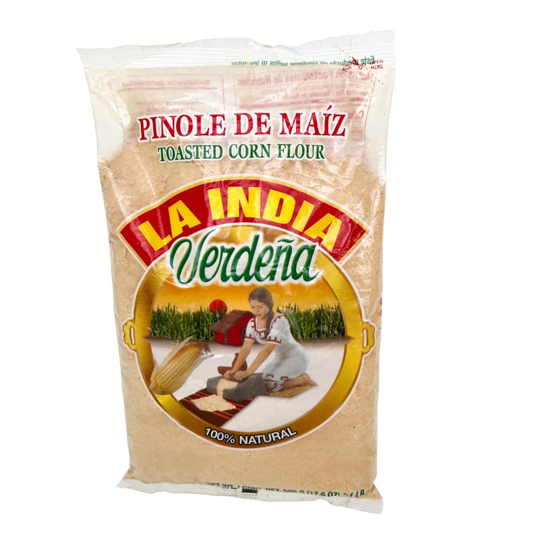 Close-up of La India Verdena pinole powder texture