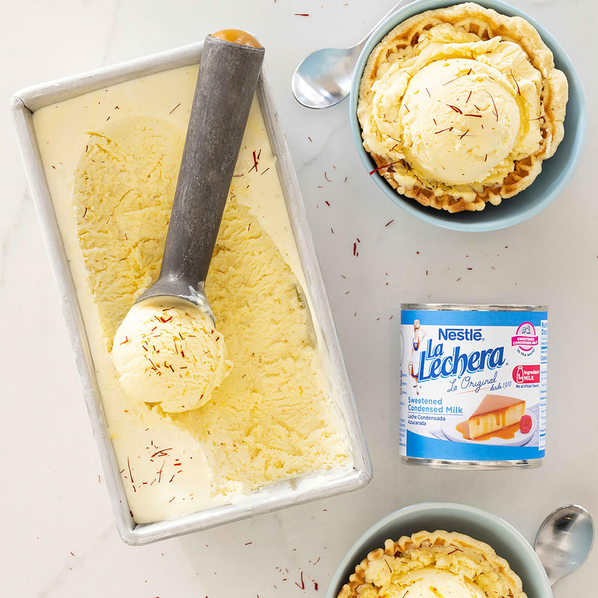 La Lechera in a holiday kitchen for festive treats.