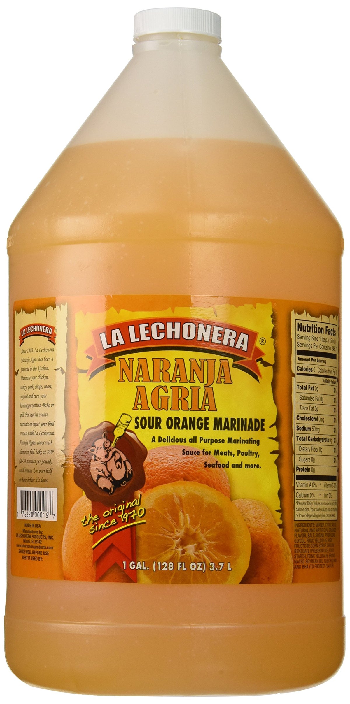 La Lechonera Sour Oran Naranj bottle pour atop pork for tangy citrus flavor