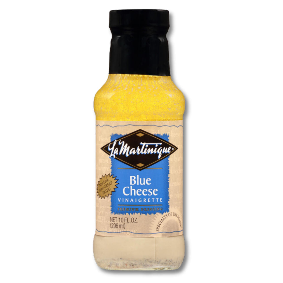 La Martinique Blue Cheese Vinaigrette bottle shows robust flavor ideal for gourmet salads.