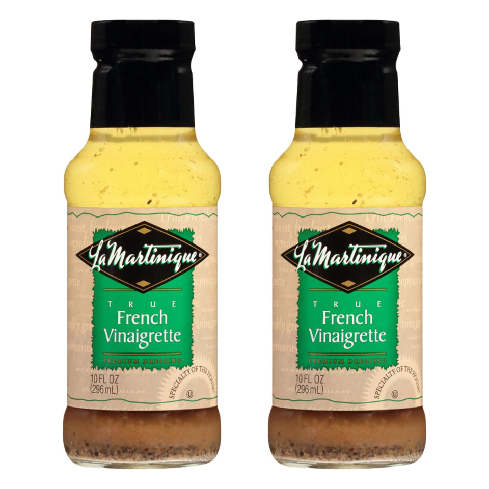 La Martinique French vinaigrette bottle highlighting full-bodied flavor for salads.