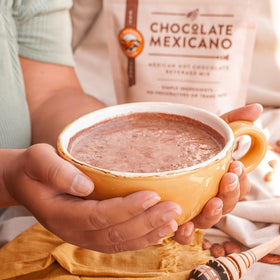 La Monarca Bakery bulk 2lb hot chocolate, ideal for gatherings.